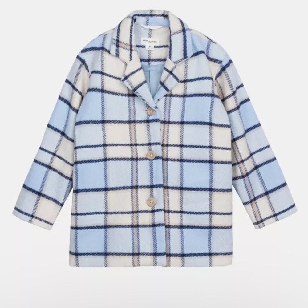 NWT Miles the Label toddler blue check coat
